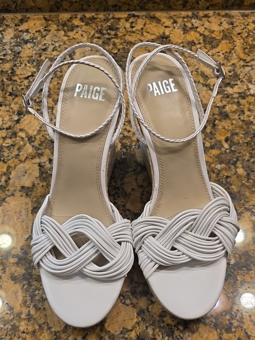PAIGE White Braided-Strap Women's Heels